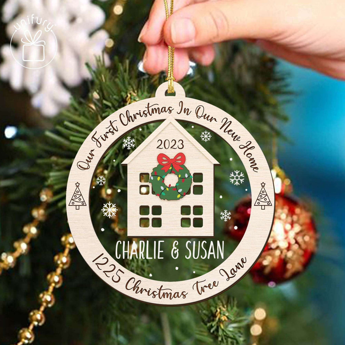 Basic Color Family New Home Customized Acrylic and Wood Ornament
