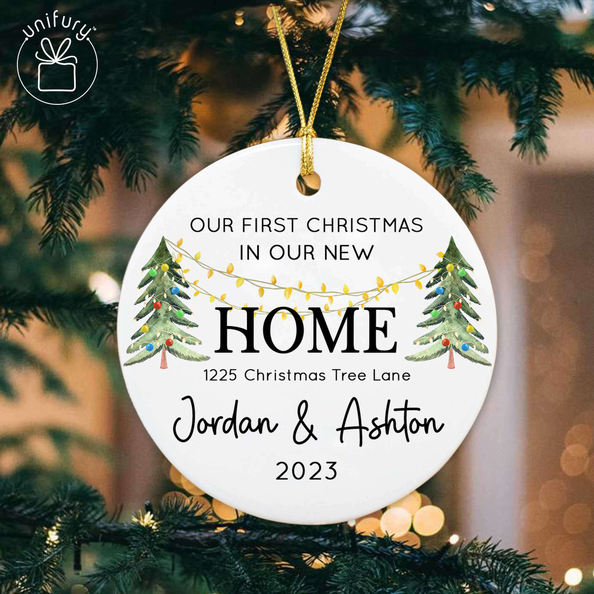 First Family New Home Ceramic Circle Ornament