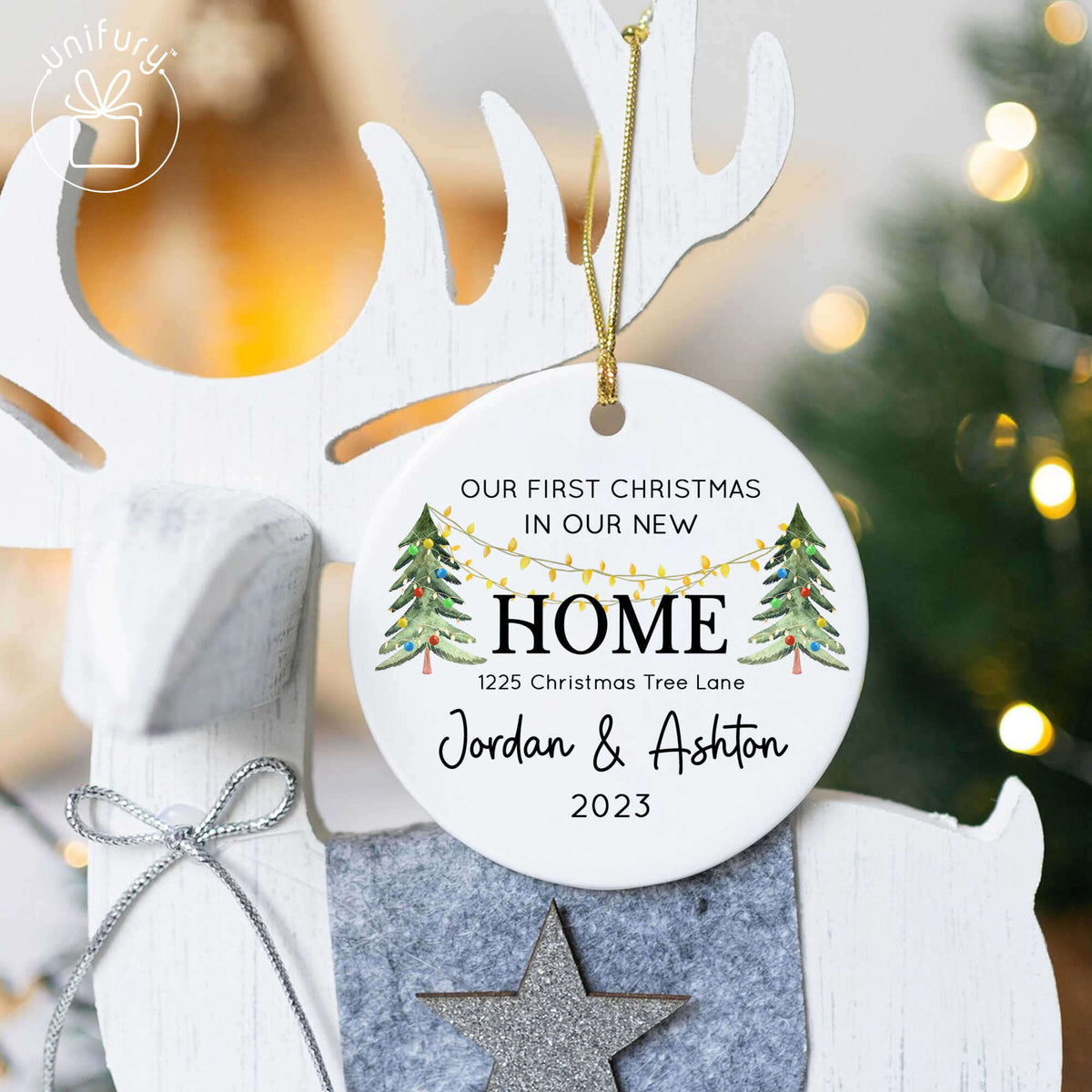 First Family New Home Ceramic Circle Ornament