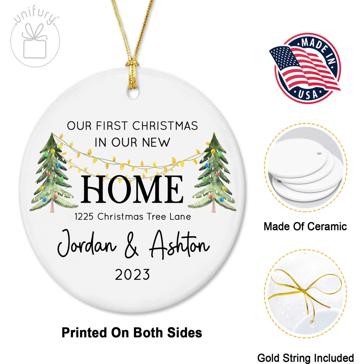 First Family New Home Ceramic Circle Ornament