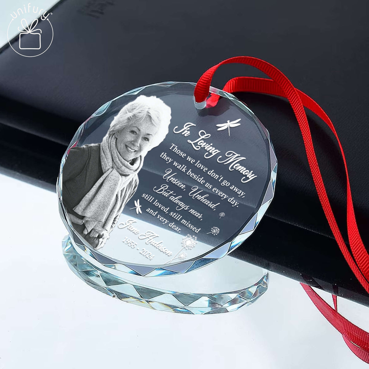 Those We Love Don't Go Away Memorial Glass Ornament