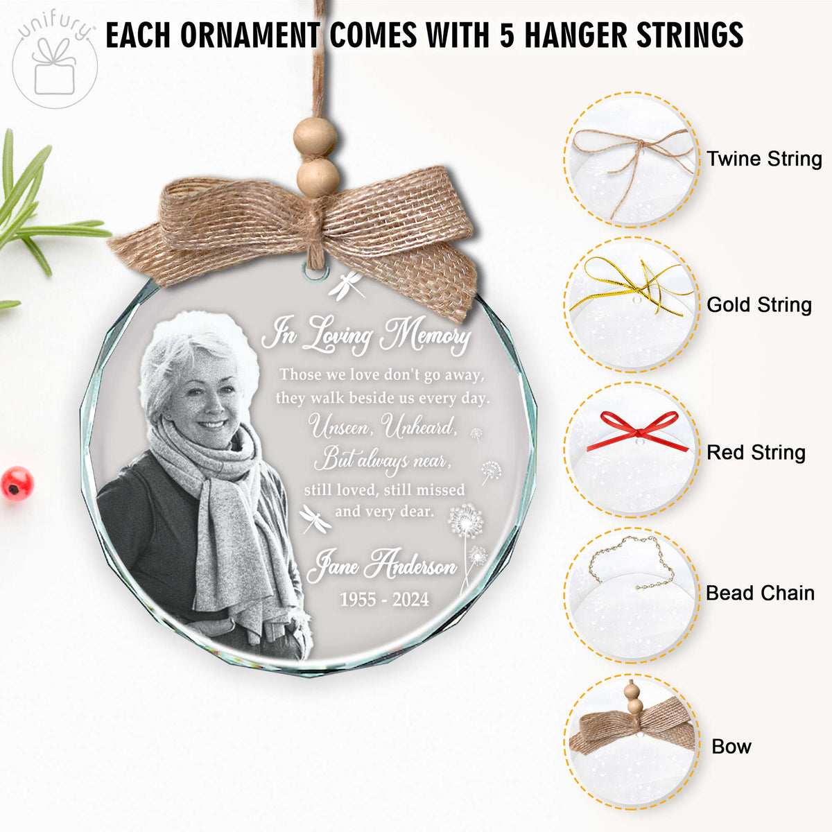 Those We Love Don't Go Away Memorial Glass Ornament