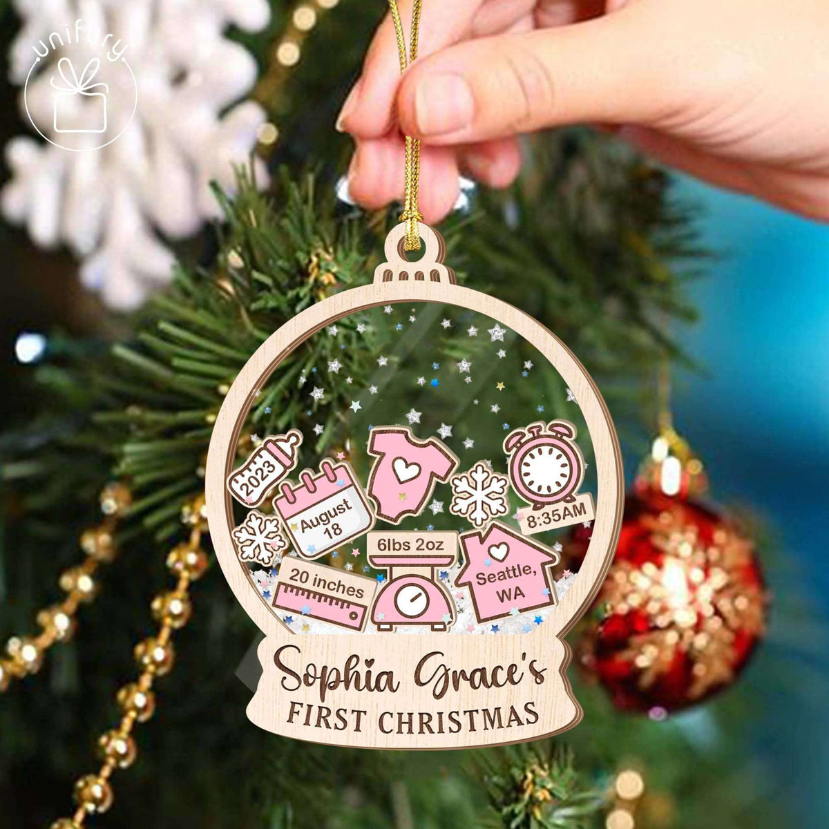 4D Shake Ornament First Baby Christmas 5 Layered Shaker Ornament