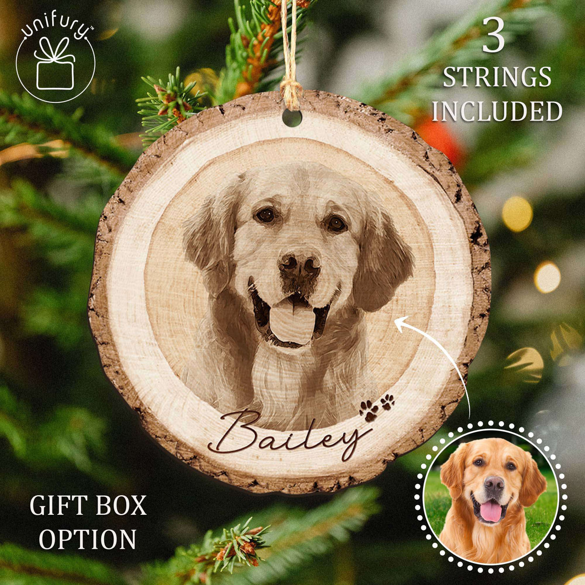 Custom Photo Pet's Face Dog Lovers Wooden Ornament