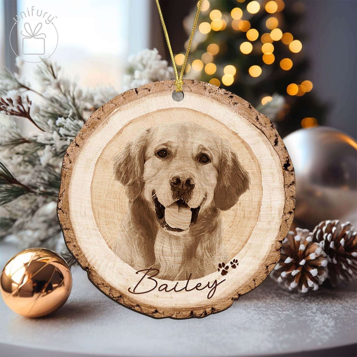 Custom Photo Pet's Face Dog Lovers Wooden Ornament