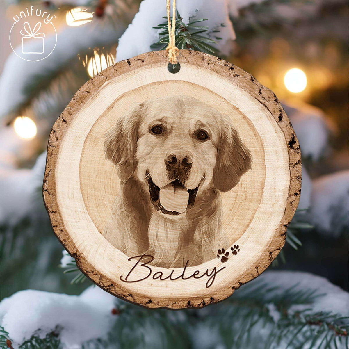 Custom Photo Pet's Face Dog Lovers Wooden Ornament