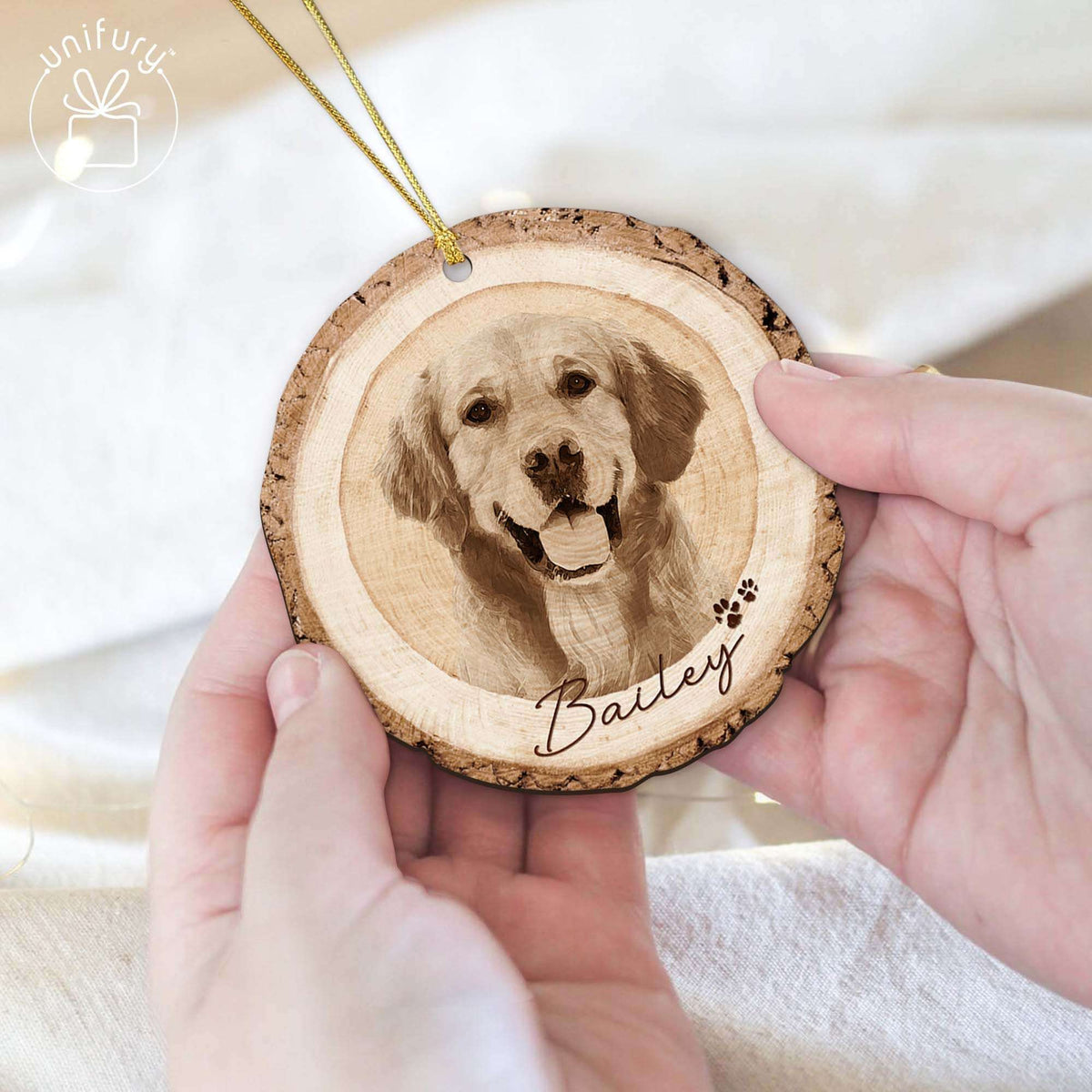 Custom Photo Pet's Face Dog Lovers Wooden Ornament