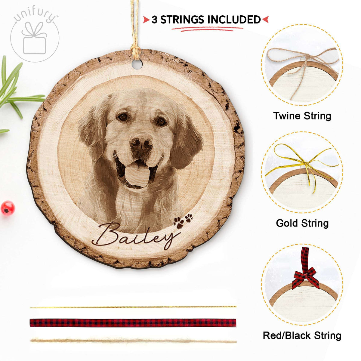 Custom Photo Pet's Face Dog Lovers Wooden Ornament