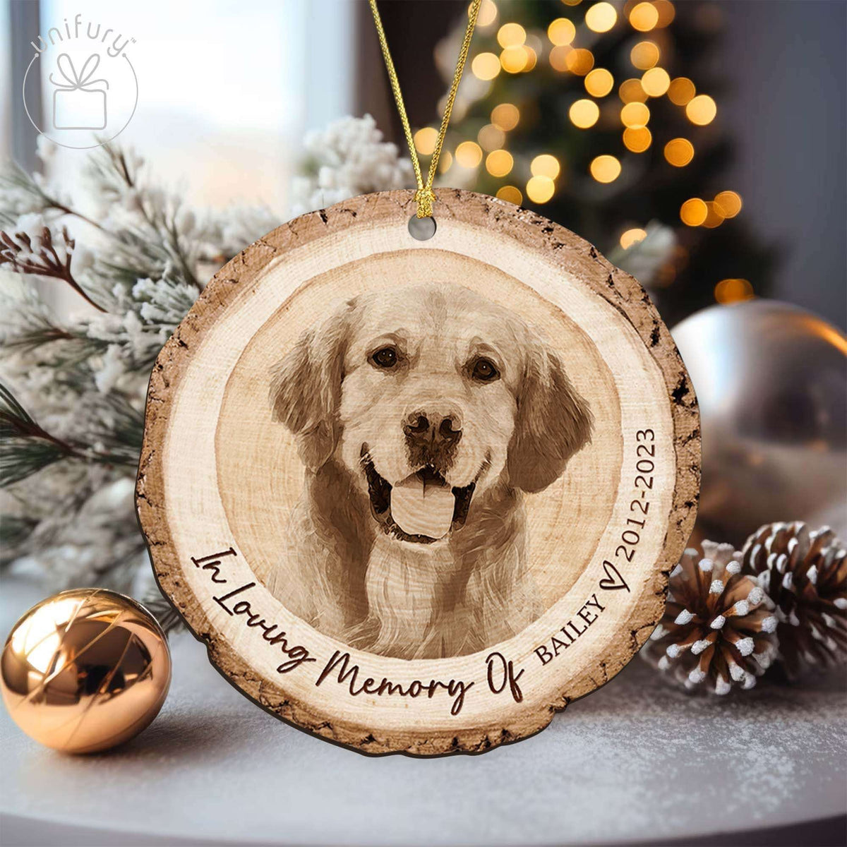 Personalized Pet's Face Photo Christmas Dog Lovers Wooden Ornament