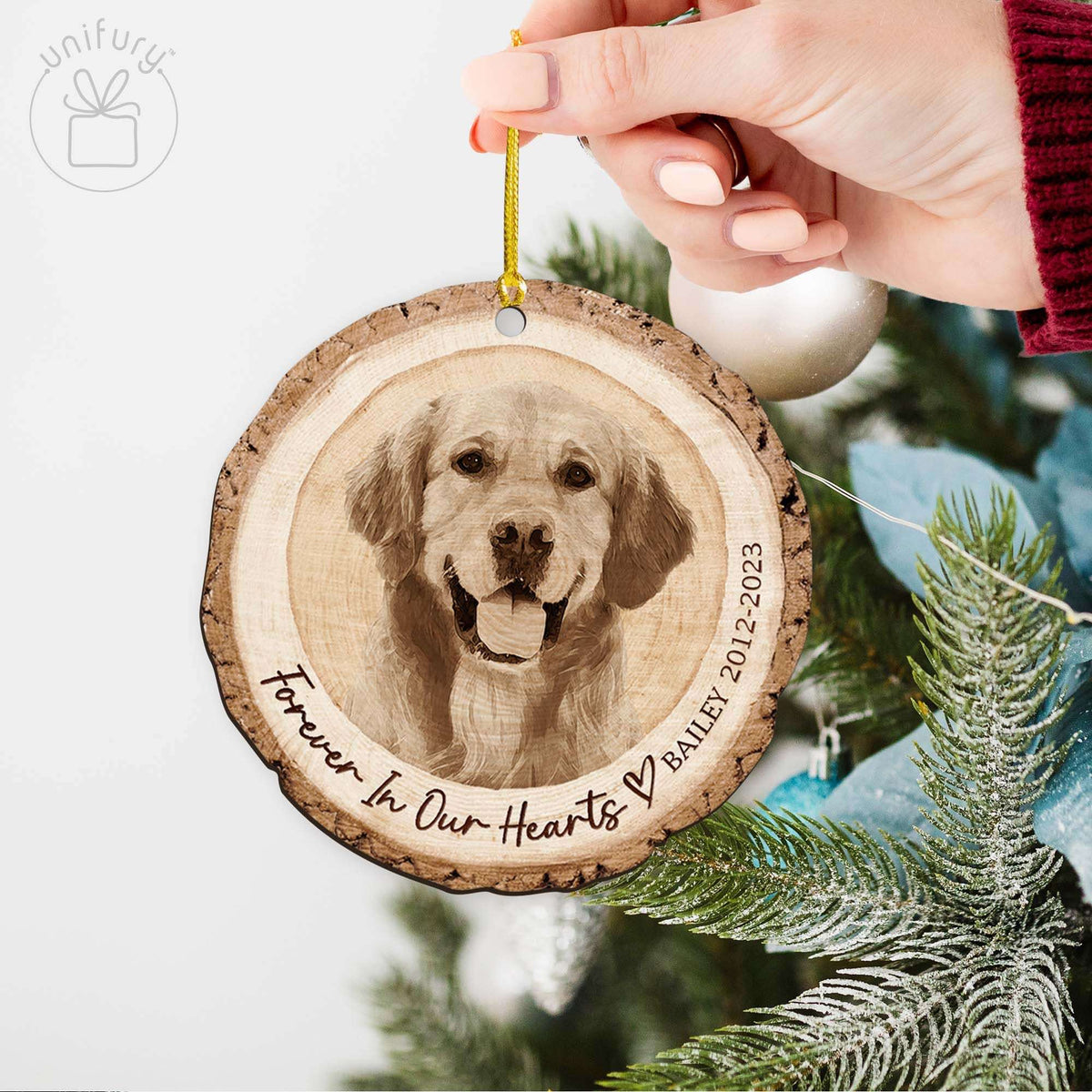 Personalized Pet's Face Photo Christmas Dog Lovers Wooden Ornament