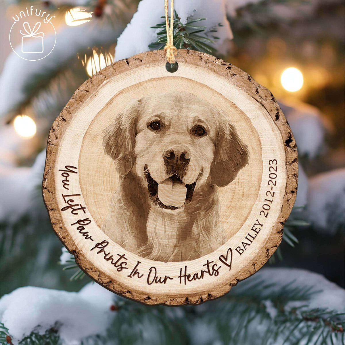 Personalized Pet's Face Photo Christmas Dog Lovers Wooden Ornament
