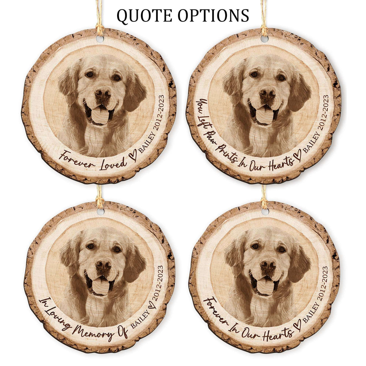 Personalized Pet's Face Photo Christmas Dog Lovers Wooden Ornament