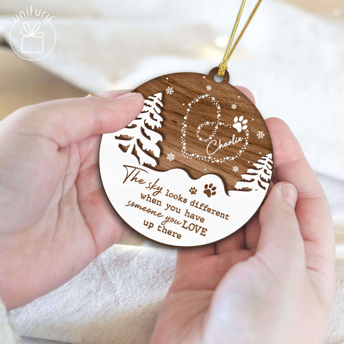 The Sky Looks Different Custom Shape Wooden Ornament Dog Memorial Ornaments