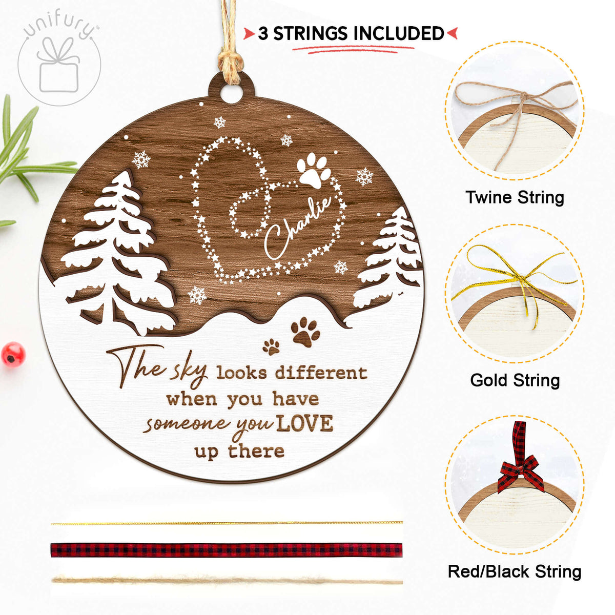 The Sky Looks Different Custom Shape Wooden Ornament Dog Memorial Ornaments