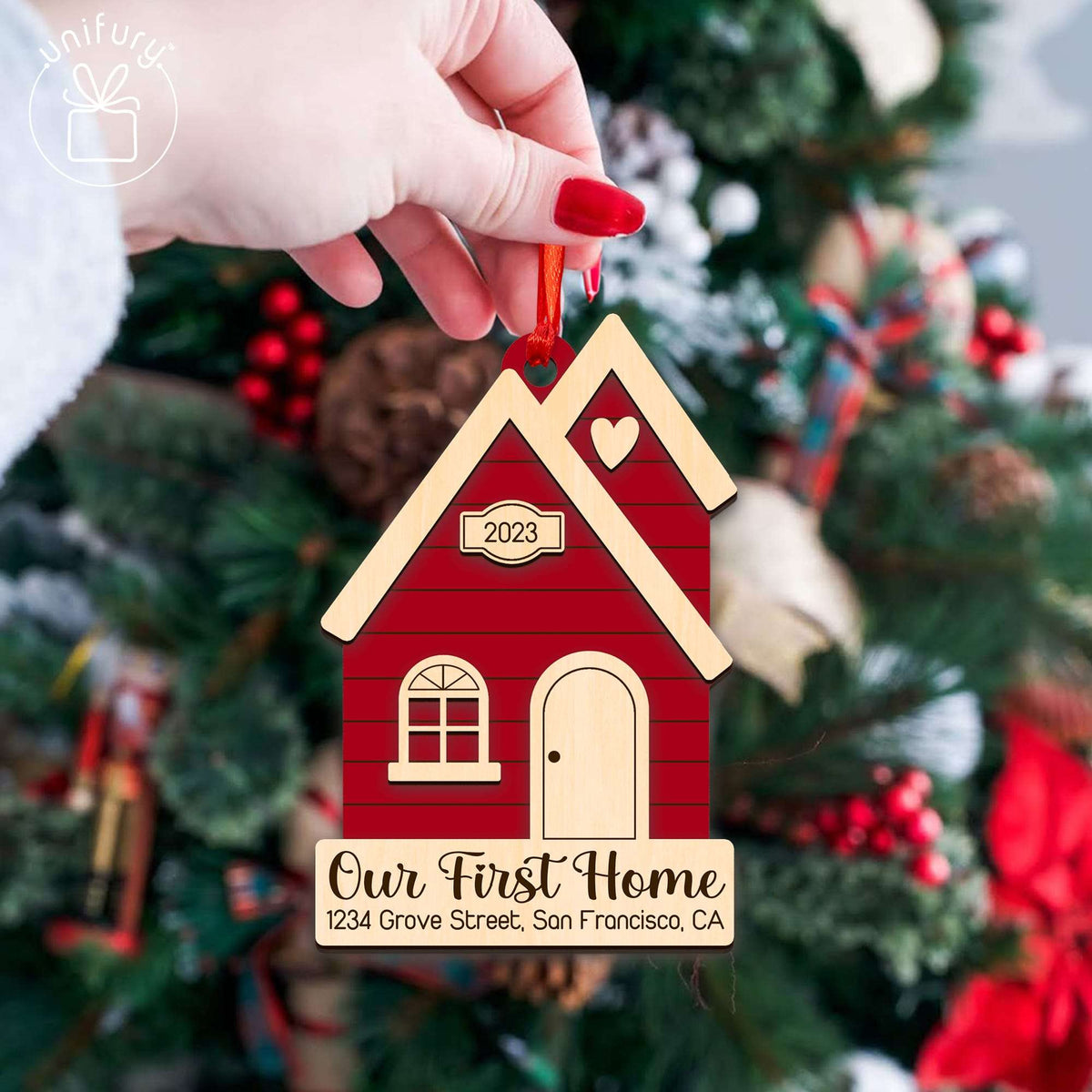 Unique Family First Christmas House Wooden Ornament