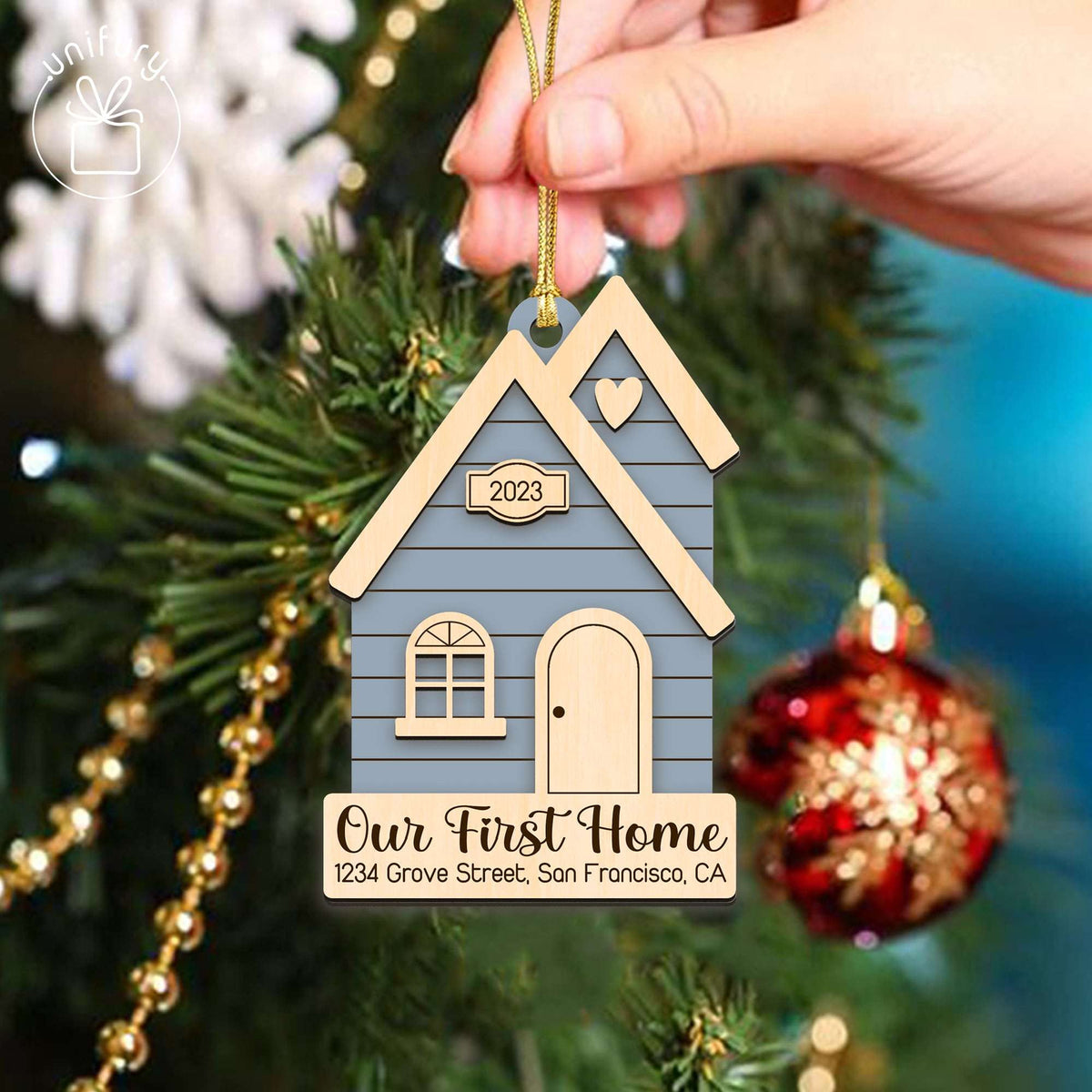 Unique Family First Christmas House Wooden Ornament
