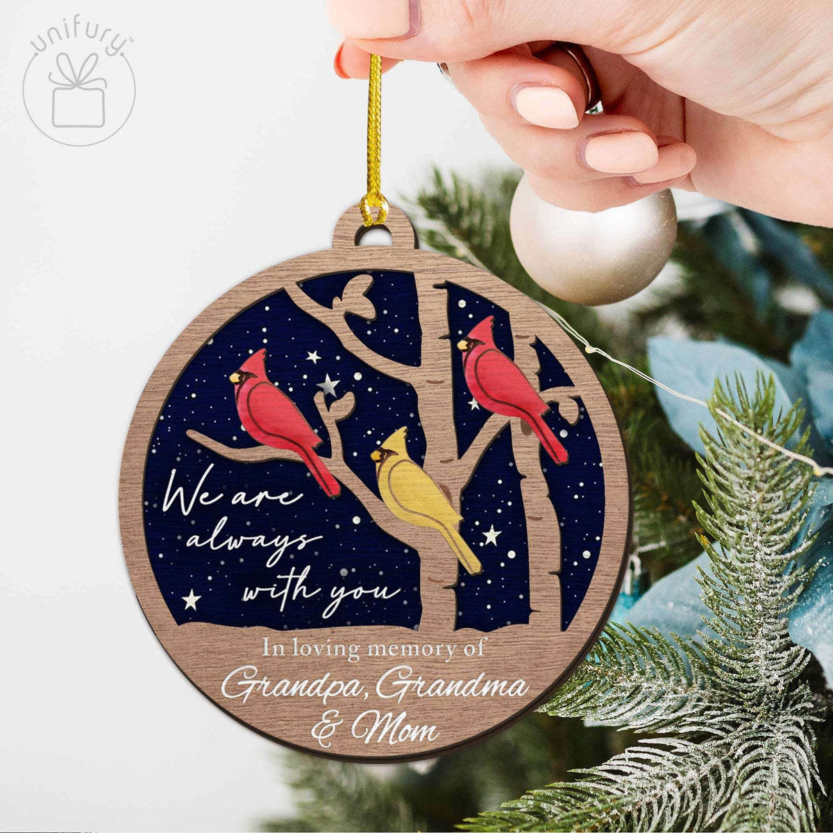 Personalized Night Sky Memorial Cardinal Customized Wooden Ornaments