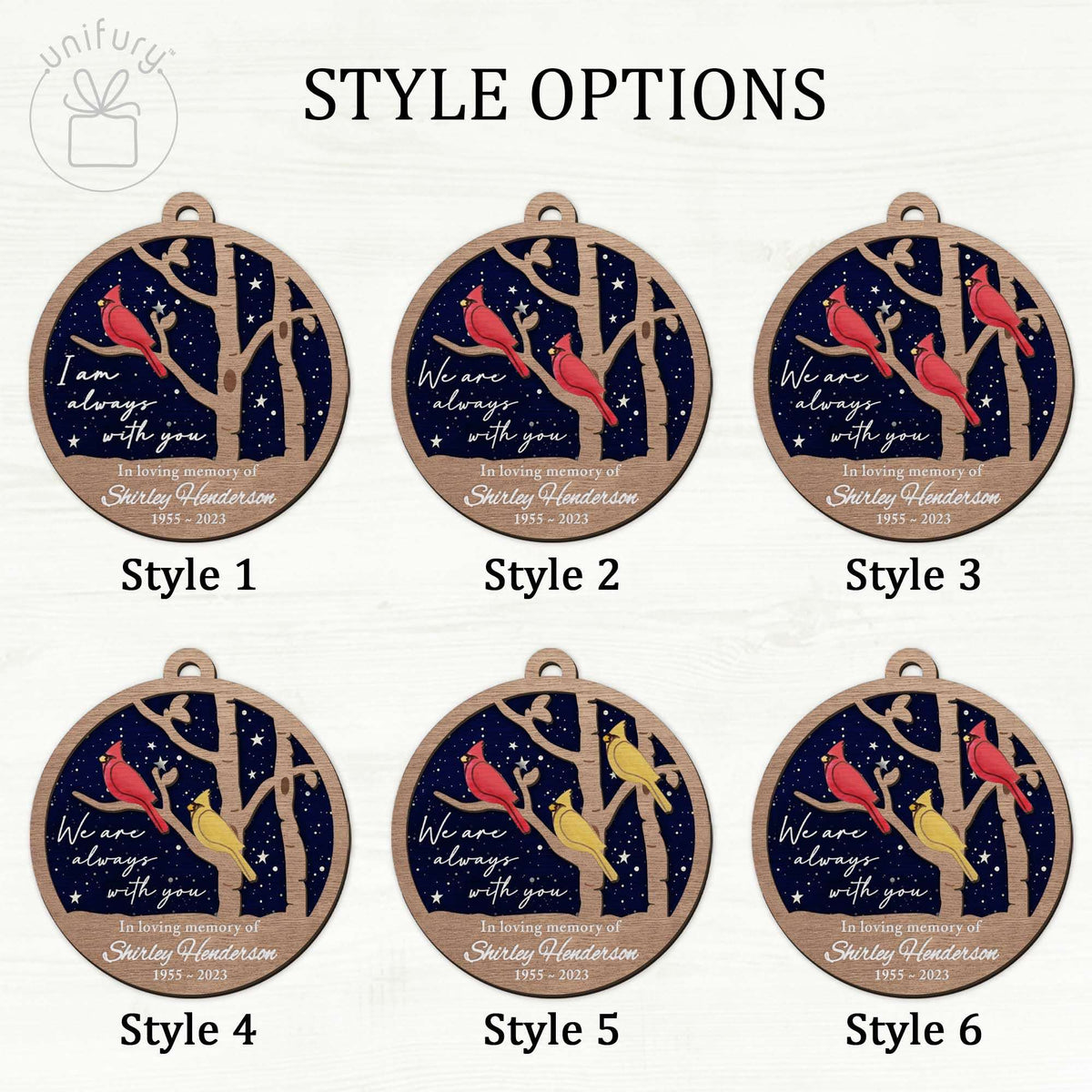 Personalized Night Sky Memorial Cardinal Customized Wooden Ornaments