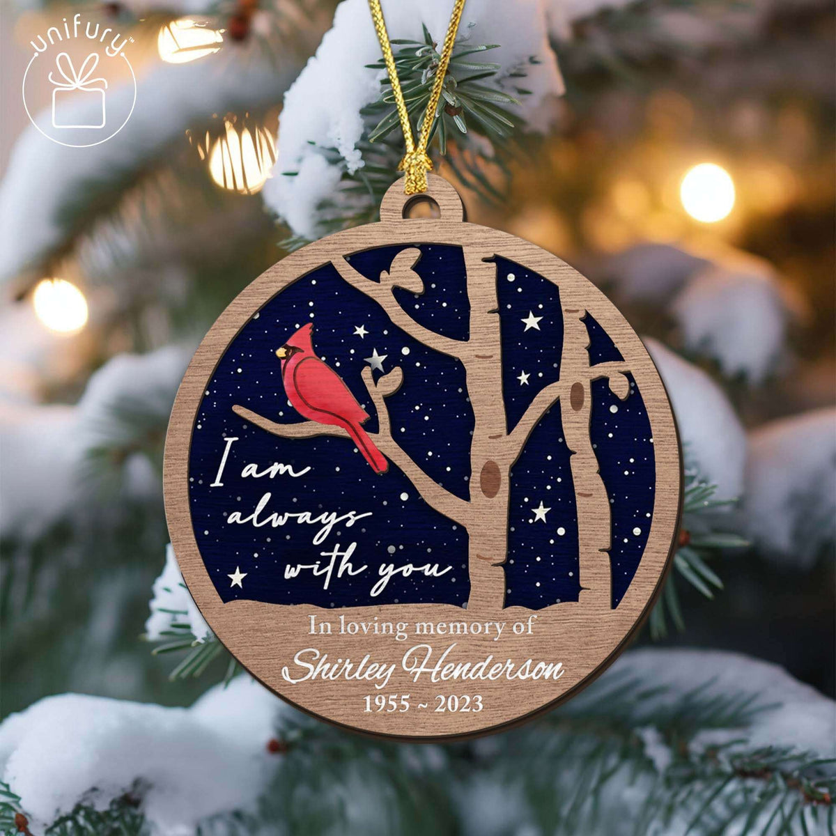 Personalized Night Sky Memorial Cardinal Customized Wooden Ornaments