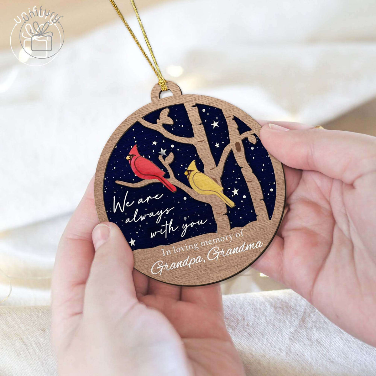 Personalized Night Sky Memorial Cardinal Customized Wooden Ornaments