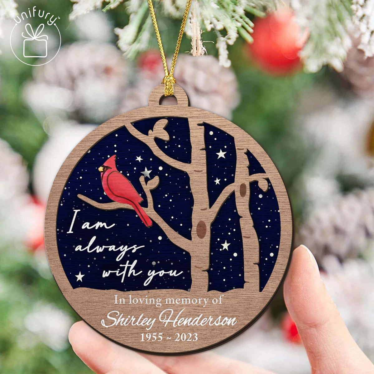 Personalized Night Sky Memorial Cardinal Customized Wooden Ornaments