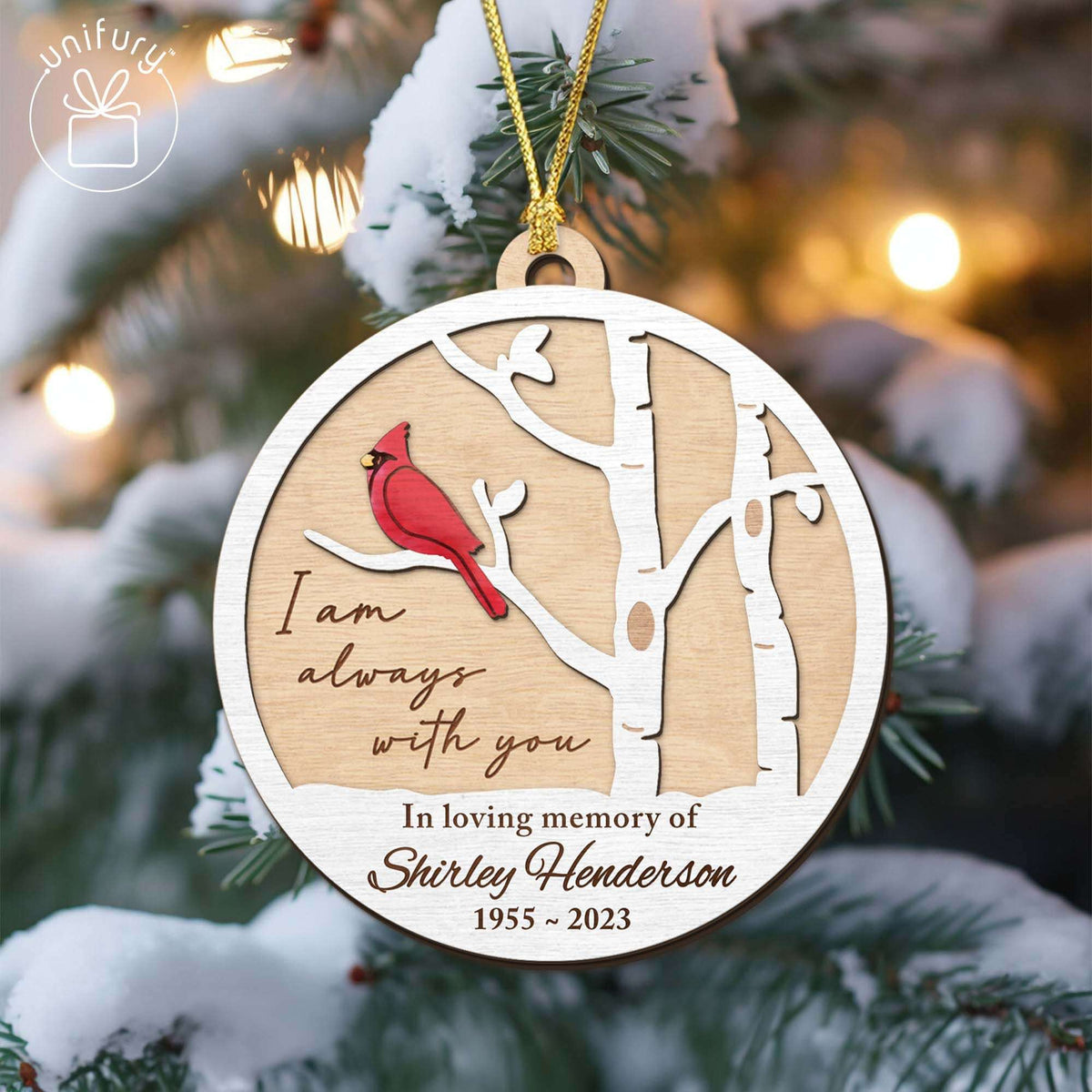 Personalized Always With You Memorial Cardinal Wooden Ornaments
