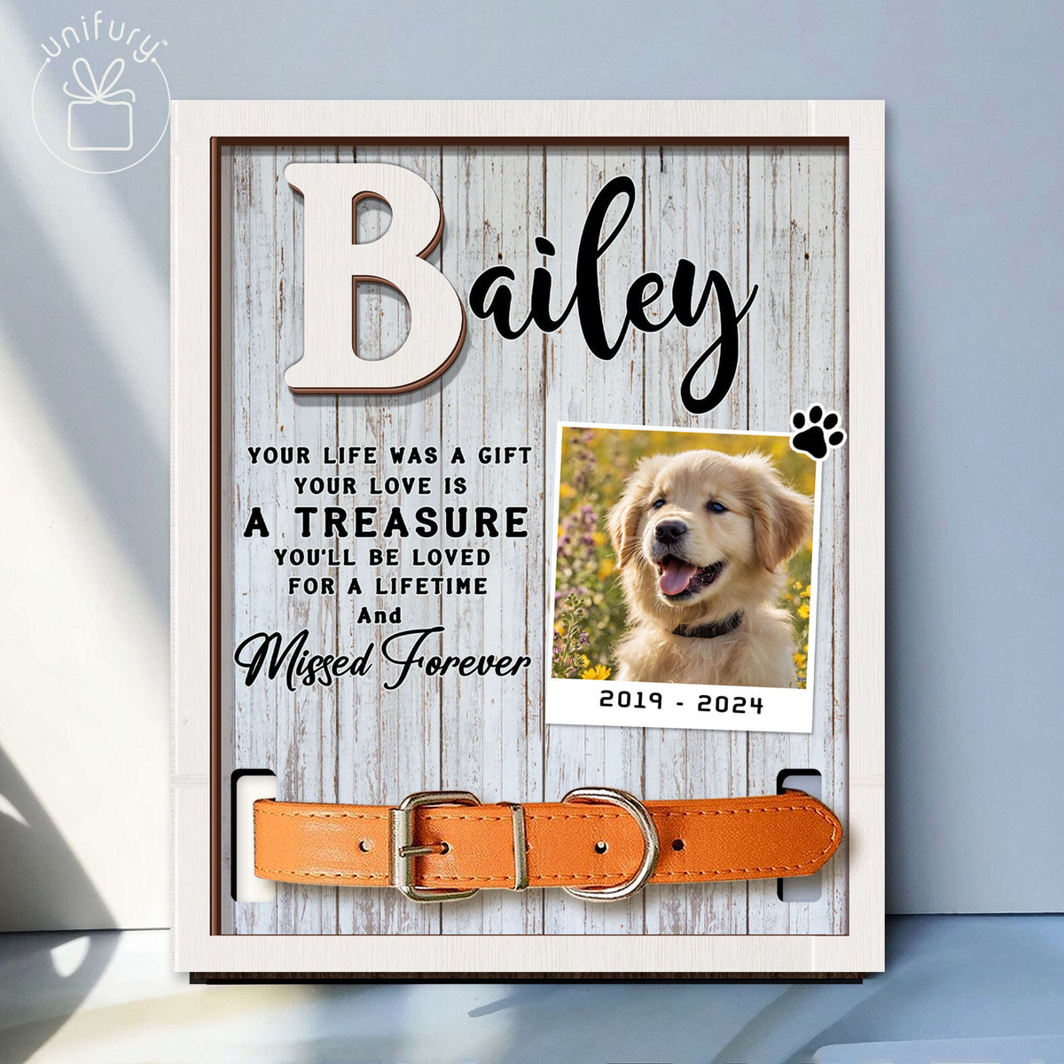 You'll Be Loved For A Lifetime Memorial Pet Collar Frame