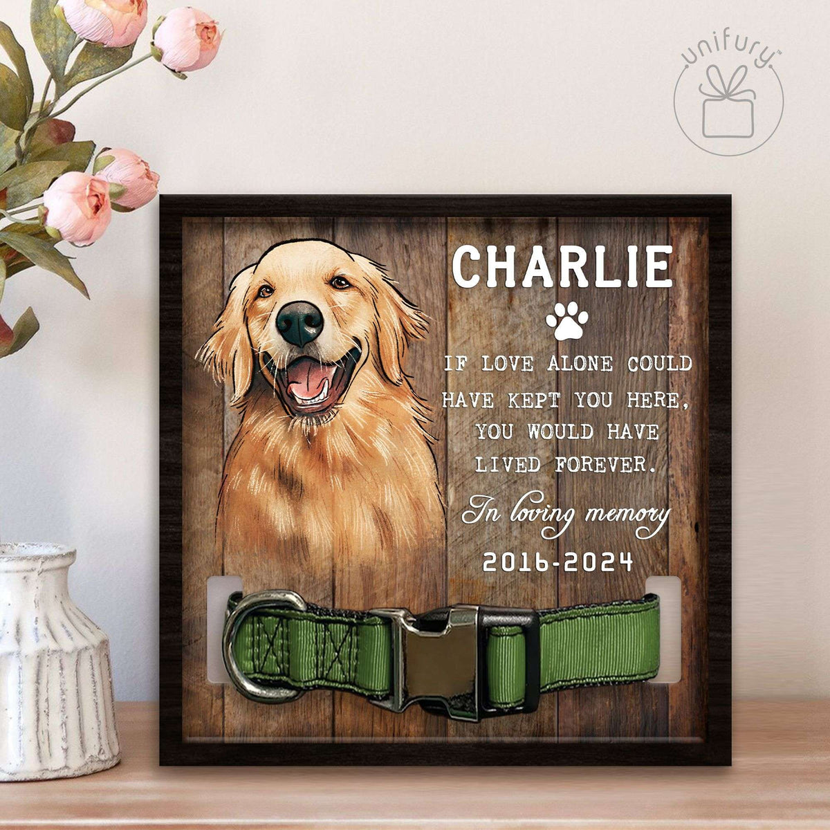 You Would Have Lived Forever Hand-drawn Portrait Pet Collar Frame