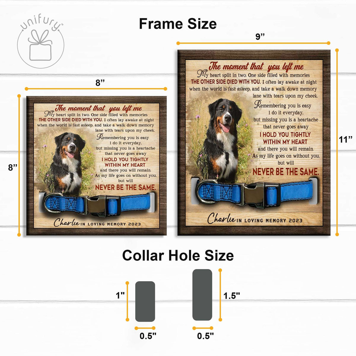 Hold You Tightly Personalized Memorial Wooden Pet Collar Frame