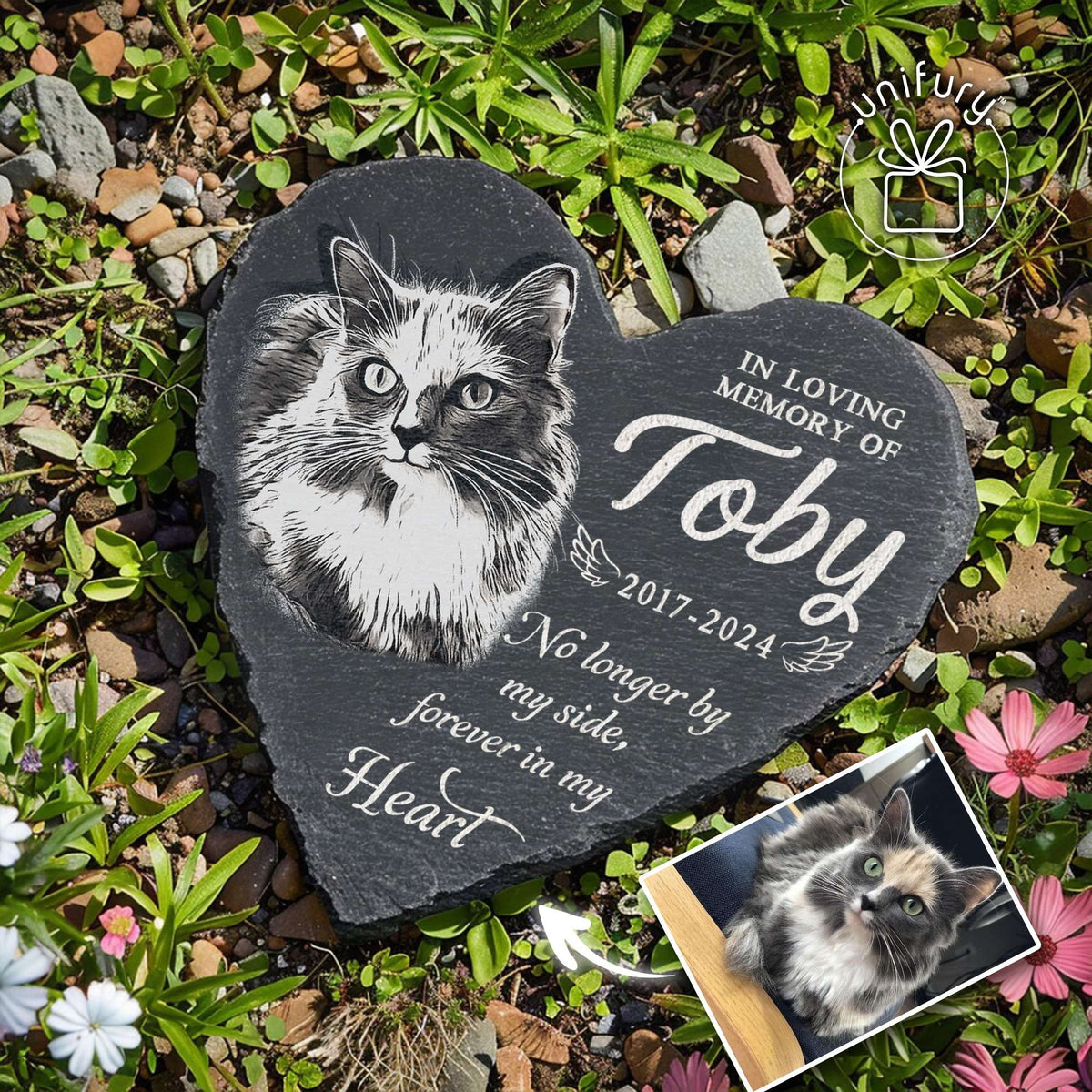 No Longer By My Side, Forever In My Heart Heart Shape Memorial Garden Stone