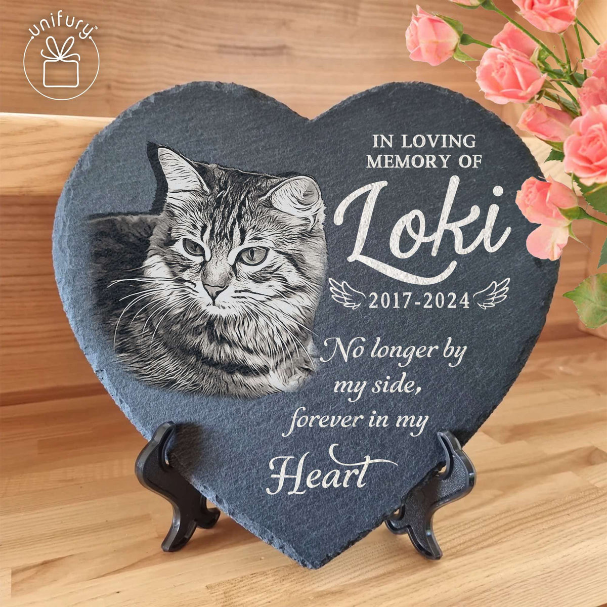 No Longer By My Side, Forever In My Heart Heart Shape Memorial Garden Stone