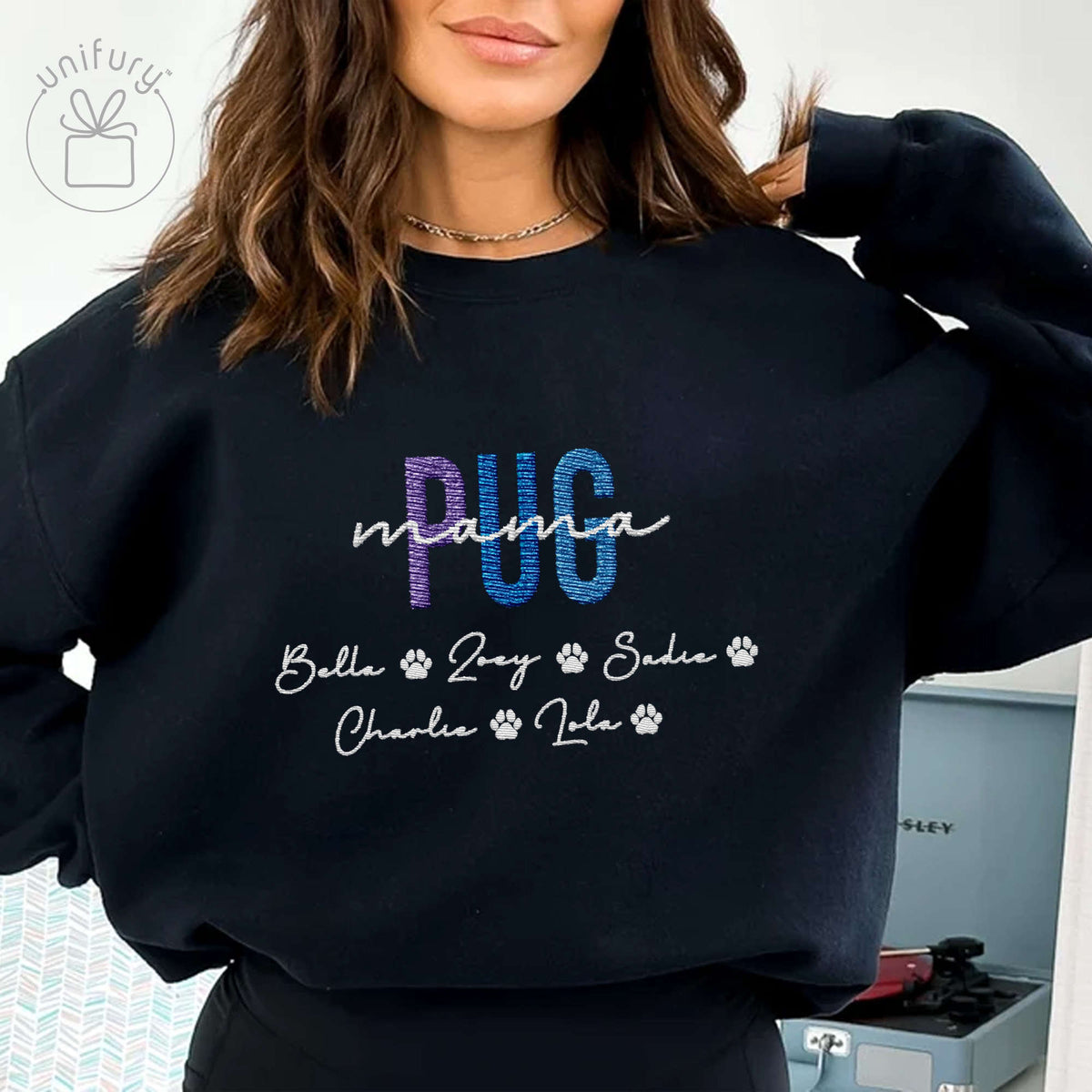 Dog Breed Mama Embroidered Sweatshirt For Dog Lovers