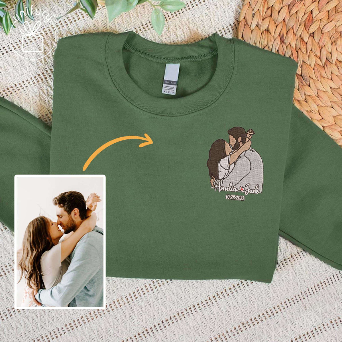 Couple Minimalist Art Anniversary Embroidered Sweatshirt