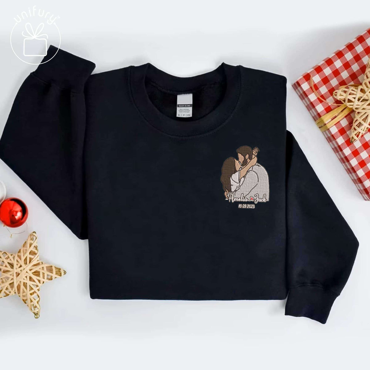 Couple Minimalist Art Anniversary Embroidered Sweatshirt