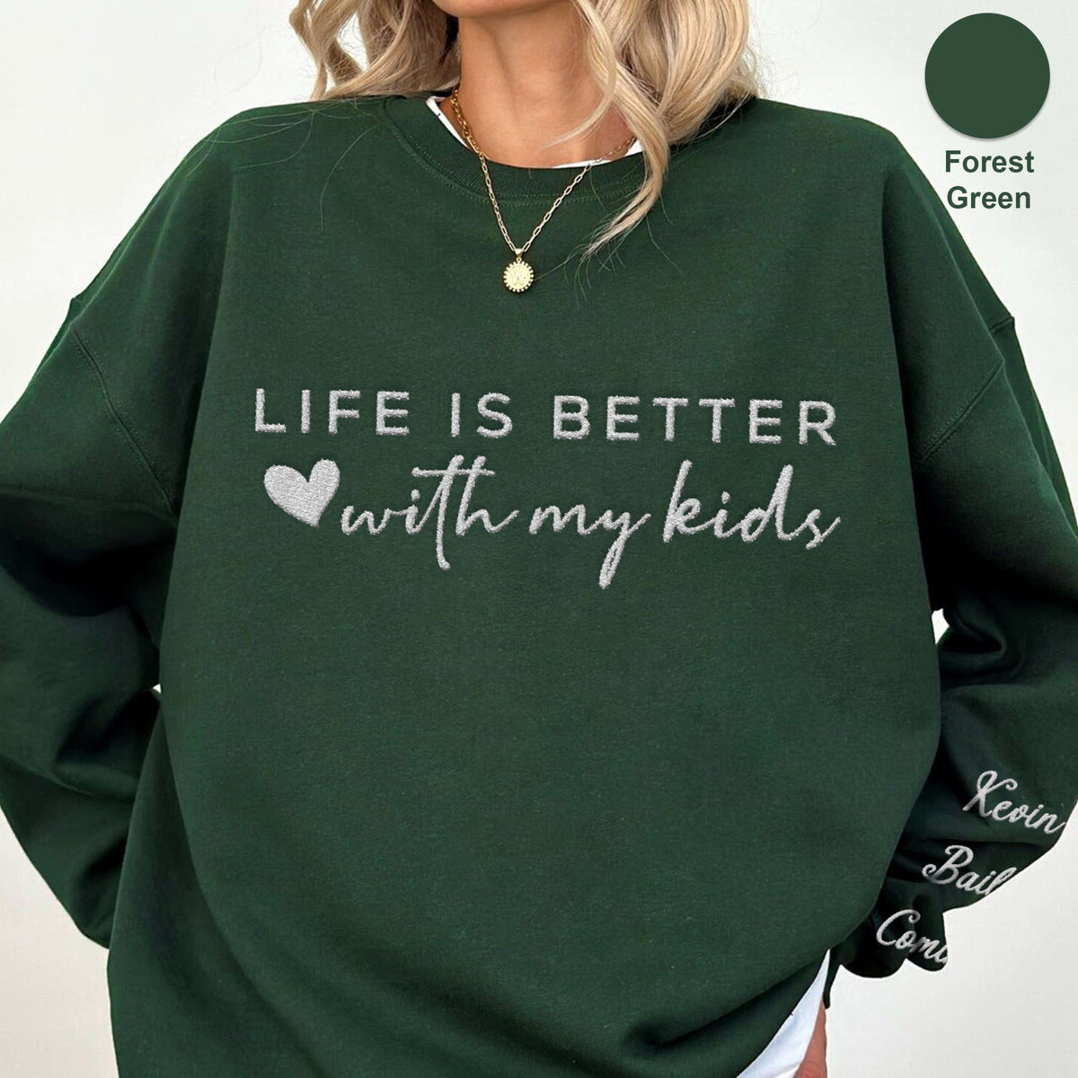 Life Is Better With My Boys Girls Kids Embroidered Sweatshirt For Mom