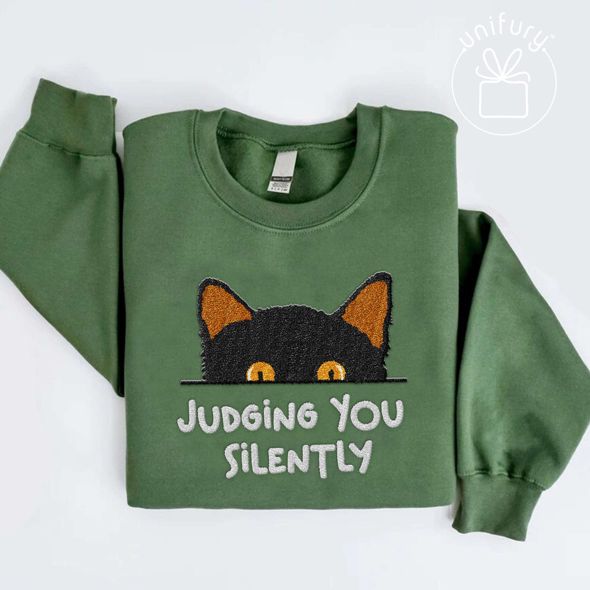 Cat Peeking Hiding Custom Photo Embroidered Sweatshirt