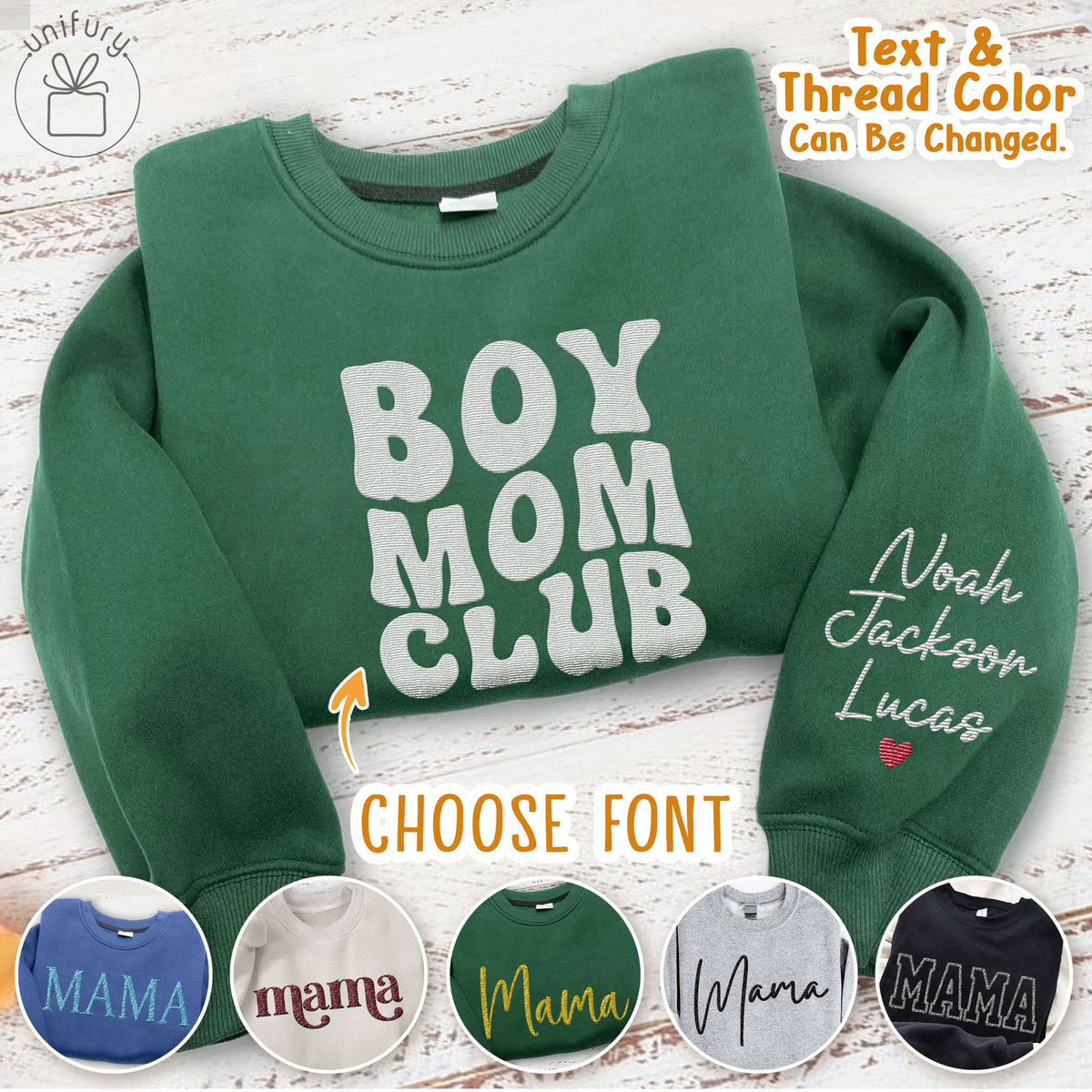 Boy Mom Club Embroidered Sweatshirt For Mom