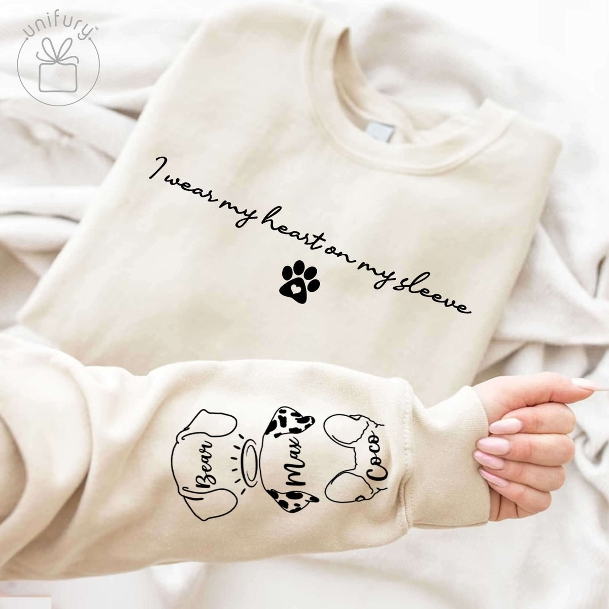 I Wear My Heart On My Sleeve Printed Standard Sweatshirt For Dog Cat Lovers