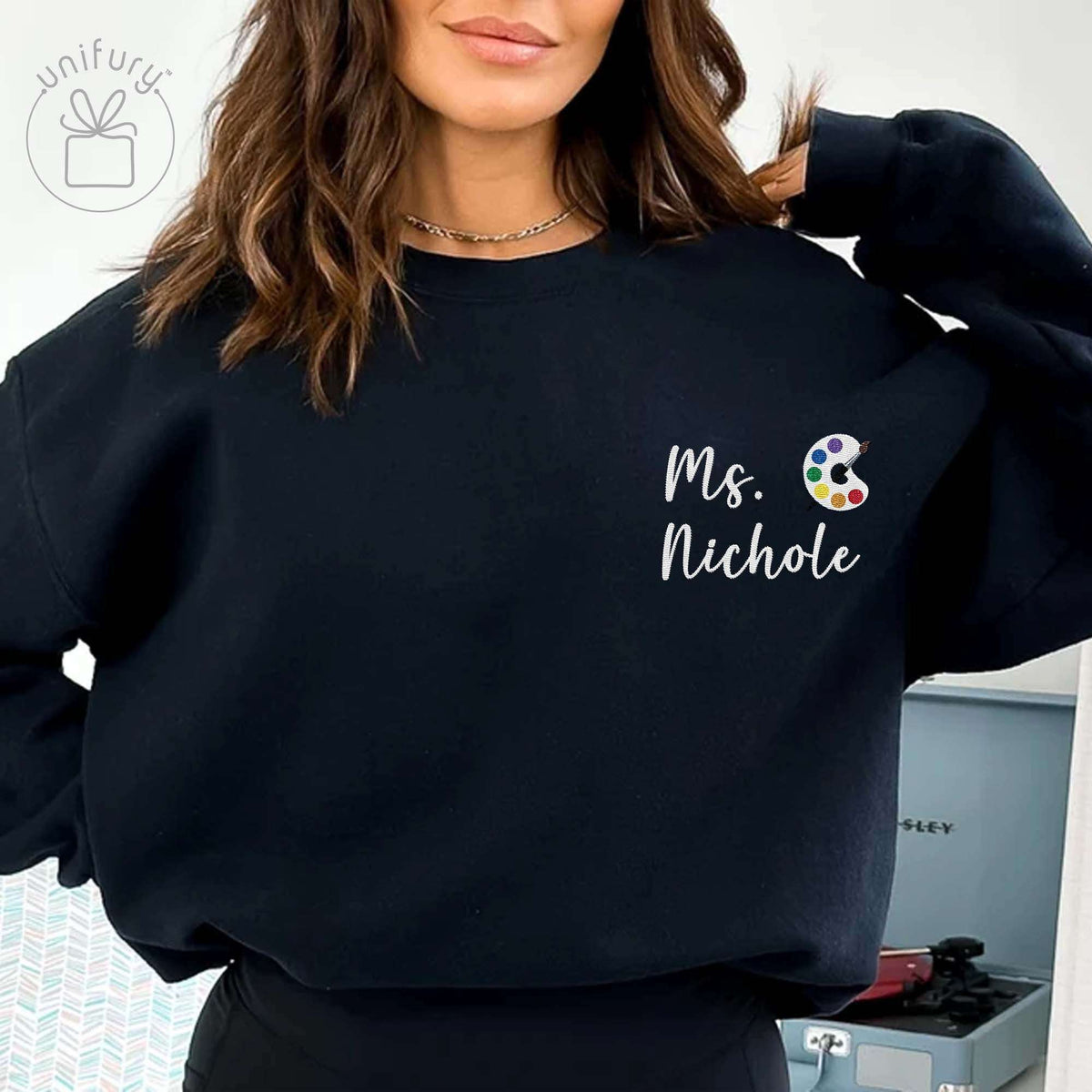 Custom Teacher Name Embroidered Sweatshirt