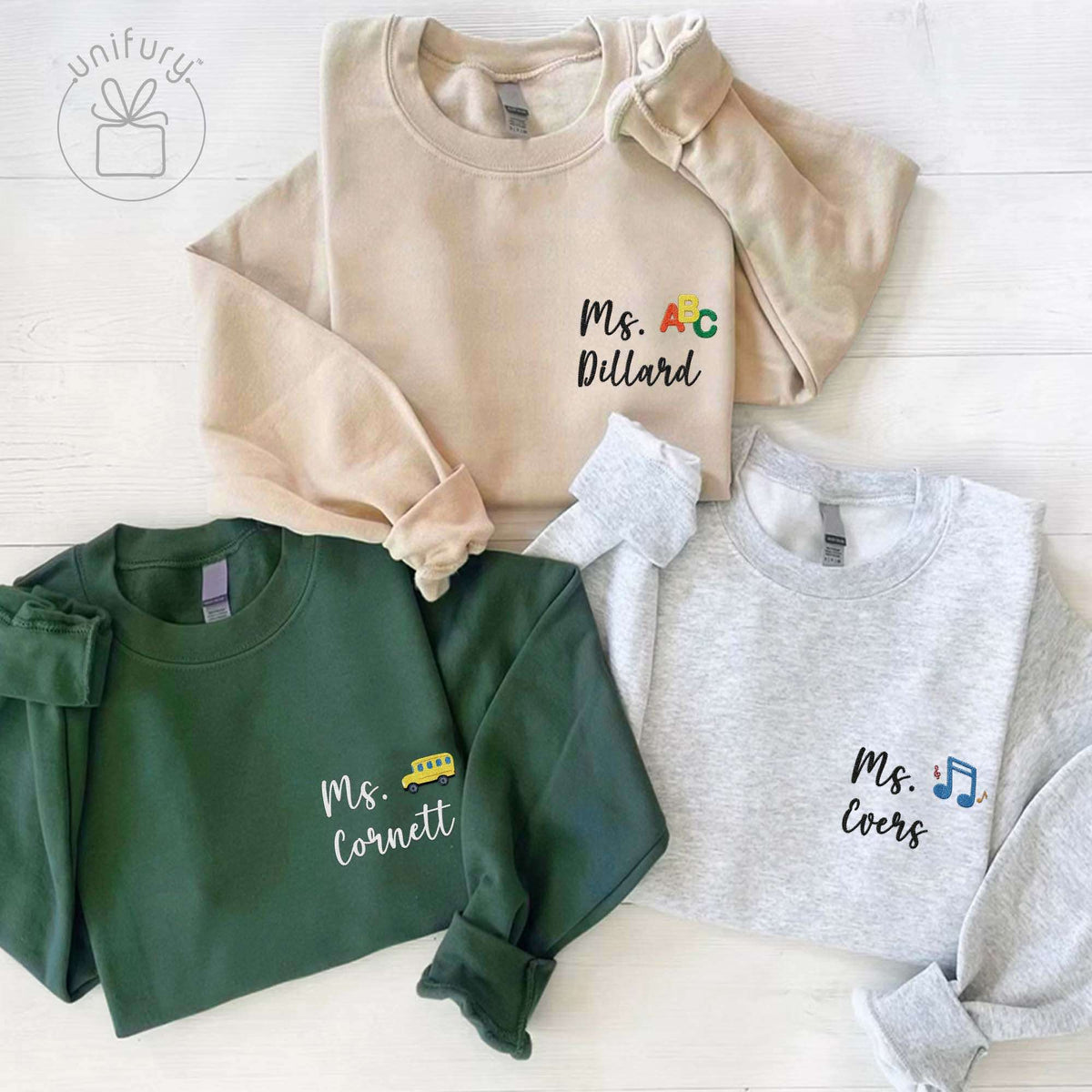 Custom Teacher Name Embroidered Sweatshirt