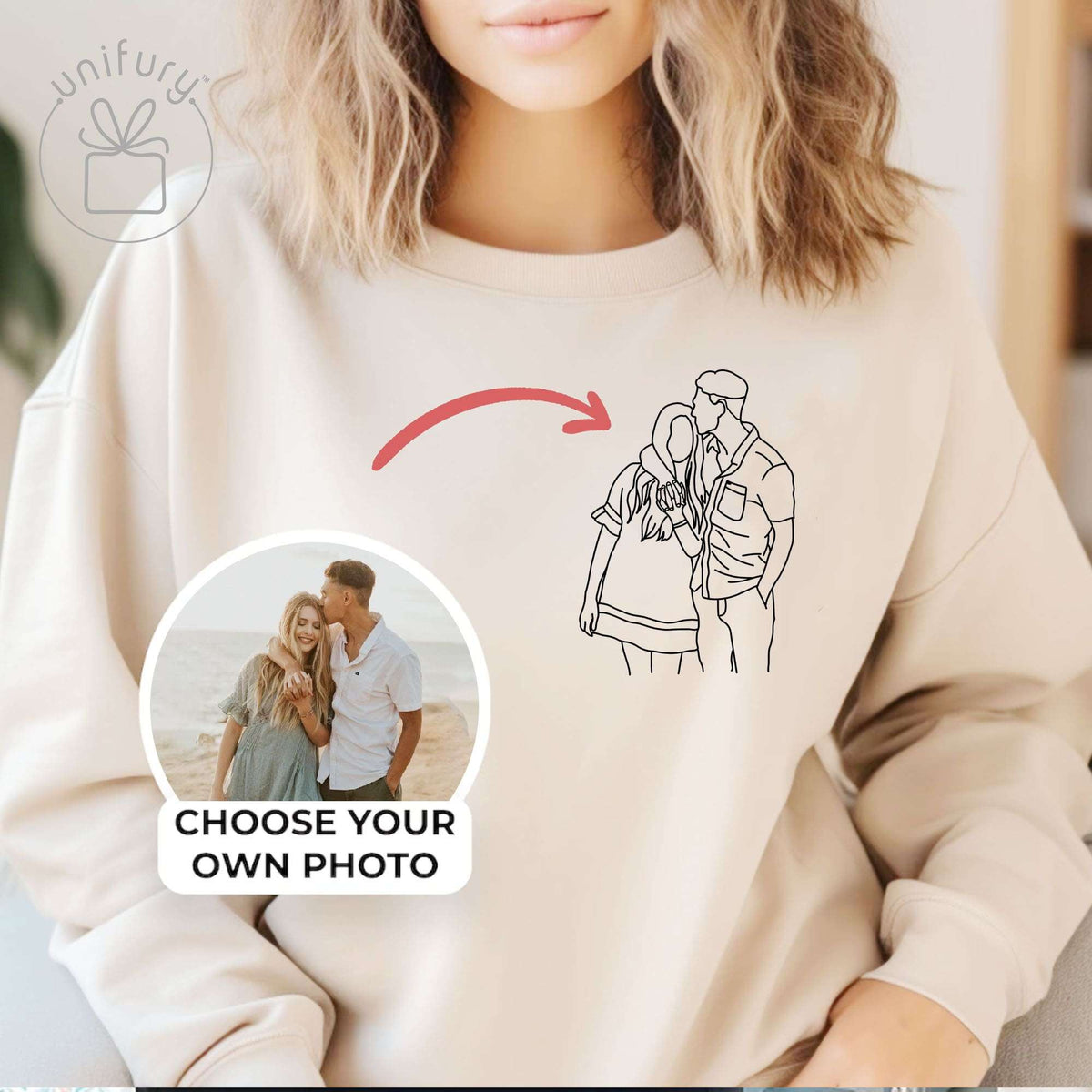 Unique Anniversary Couple Line Art Sleeve Printed Standard Sweatshirt
