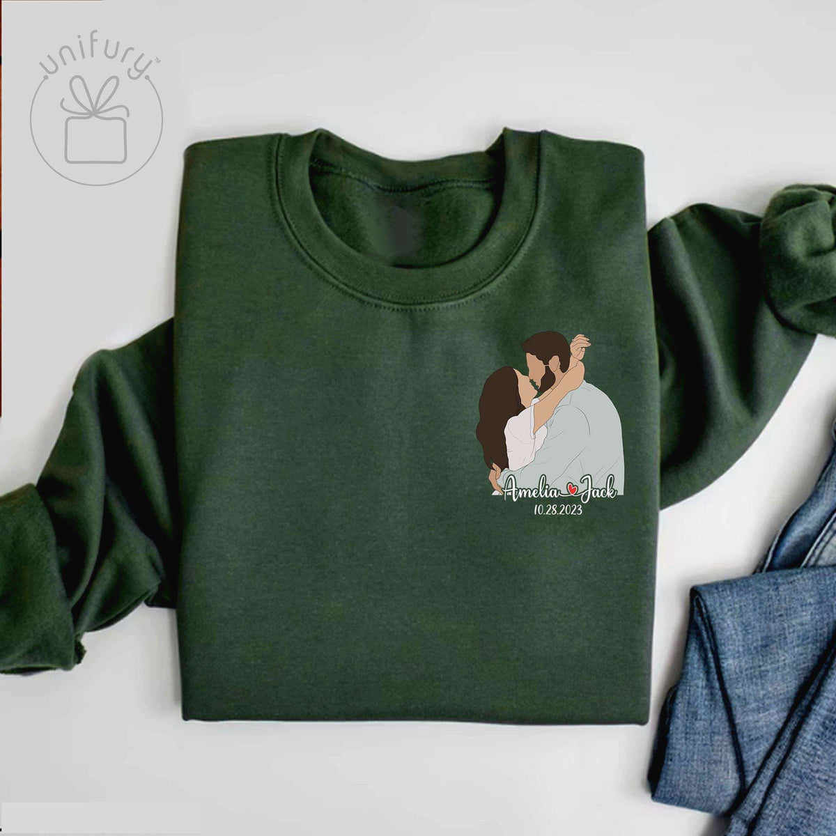 Couple Line Art Anniversary Sleeve Printed Standard Sweatshirt