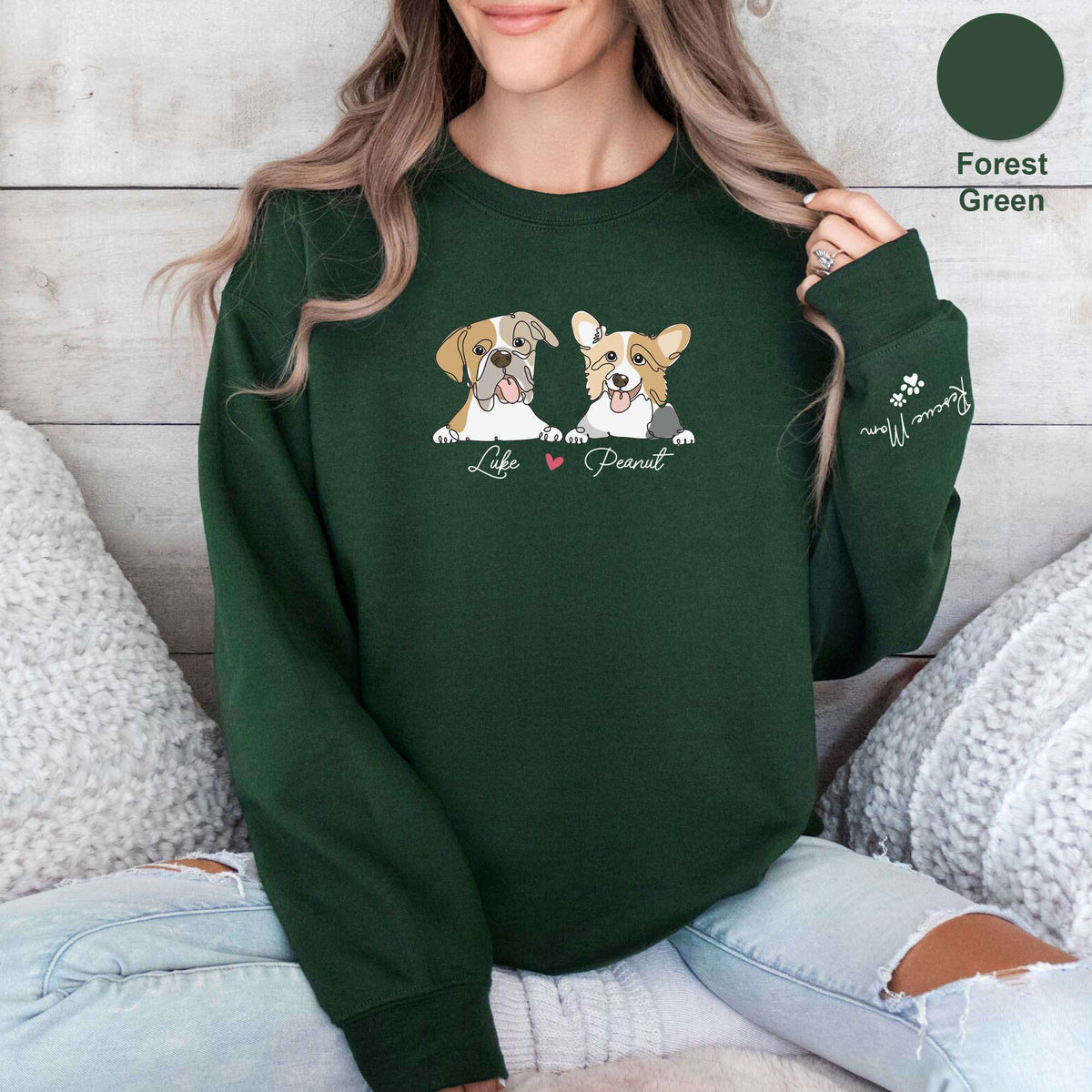 Custom Hand-Drawn Pet Face Oneline Sleeve Printed Standard Sweatshirt