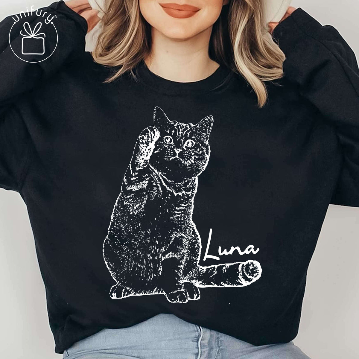 Pet Portrait Sleeve Printed Standard Sweatshirt For Dog Cat Lovers