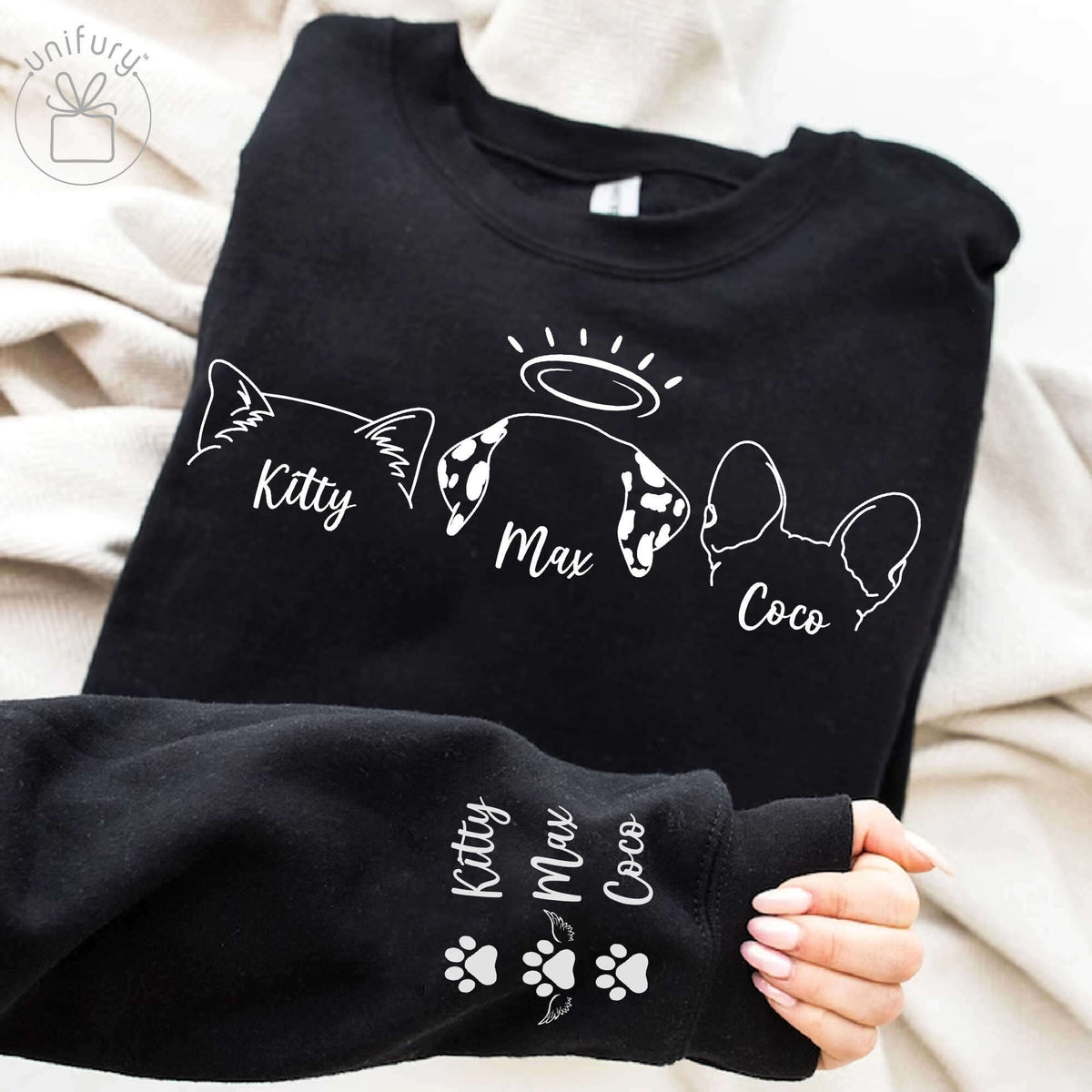 Dog Cat Ears Sleeve Printed Standard Sweatshirt For Dog Cat Lovers