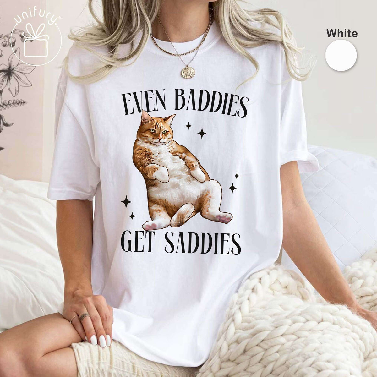 Even Baddies Get Saddies Funny Cat Comfort Colors T-shirt