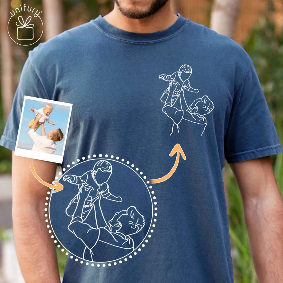 Personalized Dad Hand-drawn Portrait Comfort Colors T-shirt Style 2