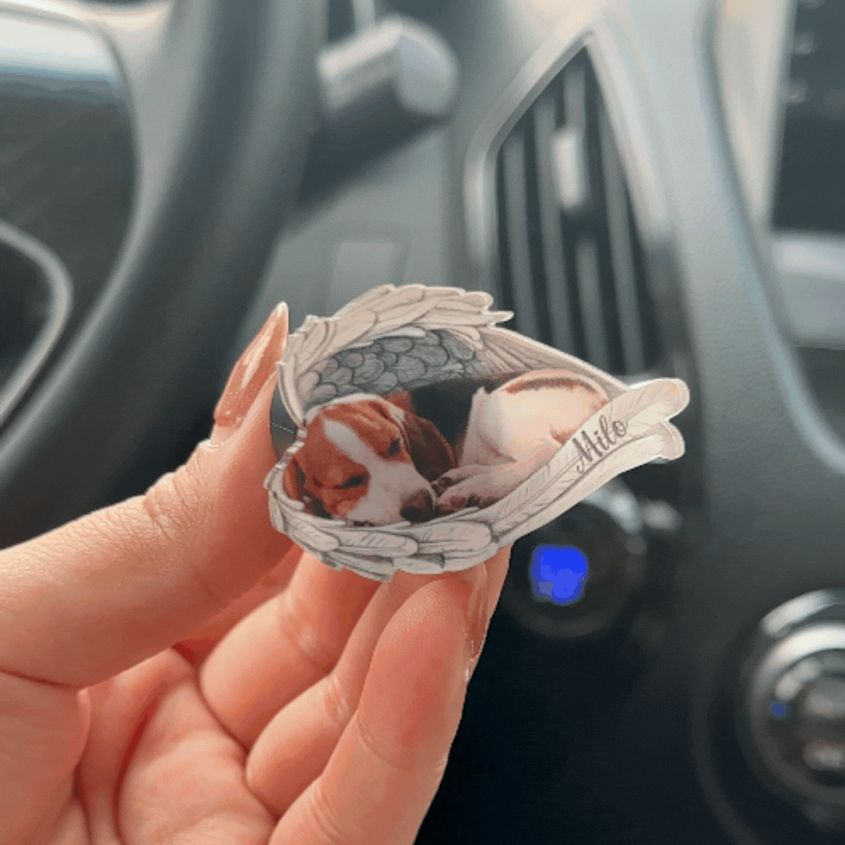 Custom Pet's Photo Angel Wings Pet Memorial Car Vent Clip