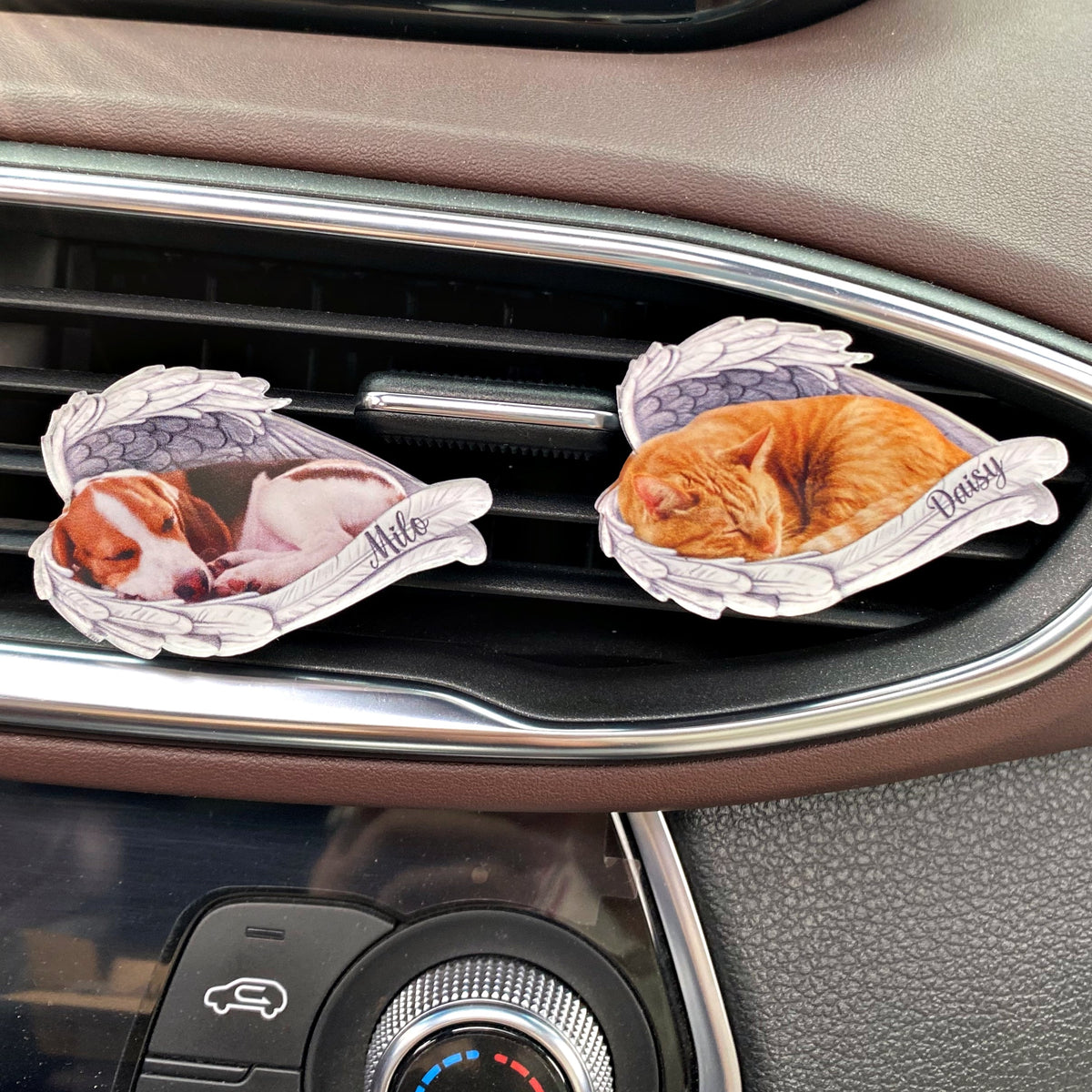 Custom Pet's Photo Angel Wings Pet Memorial Car Vent Clip