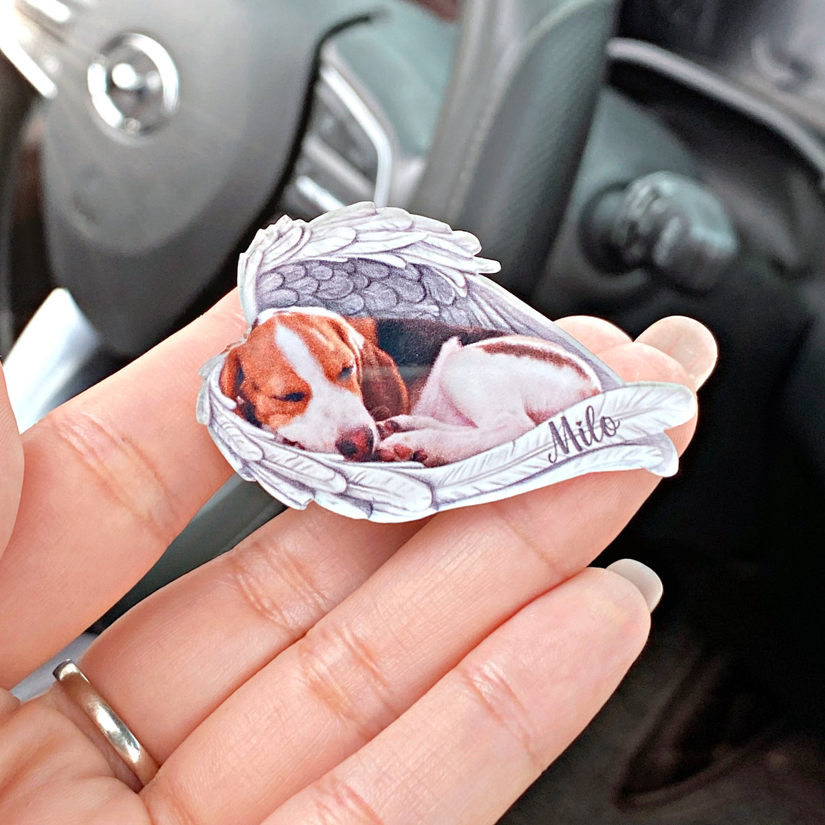Custom Pet's Photo Angel Wings Pet Memorial Car Vent Clip